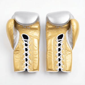 WINNING LACE - UP BOXING GLOVES - SILVER/GOLD - Fight Shop