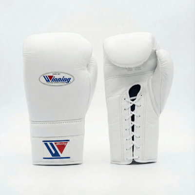 WINNING LACE-UP BOXING GLOVES - WHITE