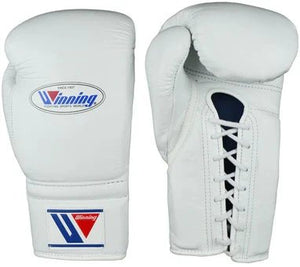 WINNING LACE - UP BOXING GLOVES - WHITE - Fight Shop
