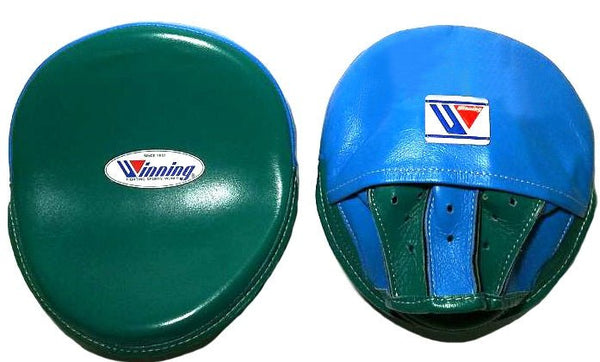 Winning Oval Curved Punch Mitts - Green · Sky Blue